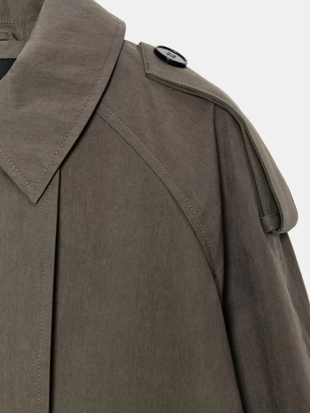 Zara Short Olive Double-Breasted Trench Jacket - Picture 6 of 8